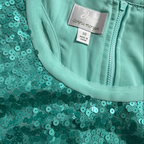 DONNA MORGAN NWOT Mint Sequined Bodice Mini Dress - Picture 3 of 6